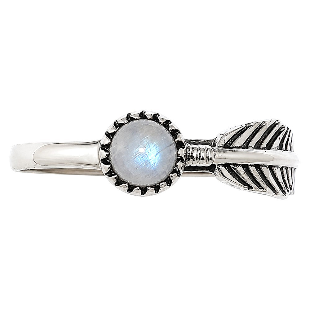 Feather - Rainbow Moonstone Ring size-5 R-1042 SDR255158