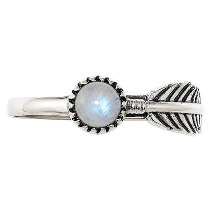 Feather - Rainbow Moonstone Ring size-5 R-1042 SDR255158
