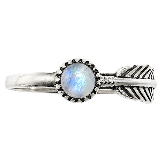 Feather - Rainbow Moonstone Ring size-5 R-1042 SDR255159