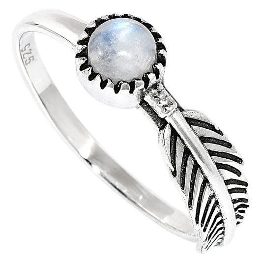 Feather - Rainbow Moonstone Ring size-5 R-1042 SDR255159