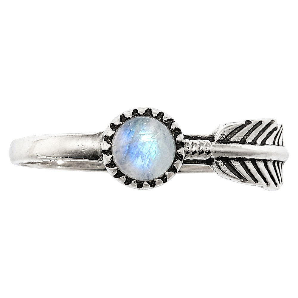 Feather - Rainbow Moonstone Ring size-5 R-1042 SDR255159