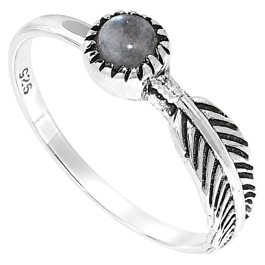 Feather - Rainbow Moonstone Ring size-5 R-1042 SDR255160