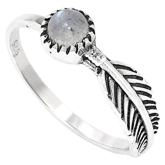 Feather - Rainbow Moonstone Ring size-5 R-1042 SDR255161