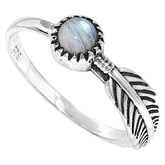 Feather - Rainbow Moonstone Ring size-5 R-1042 SDR255162
