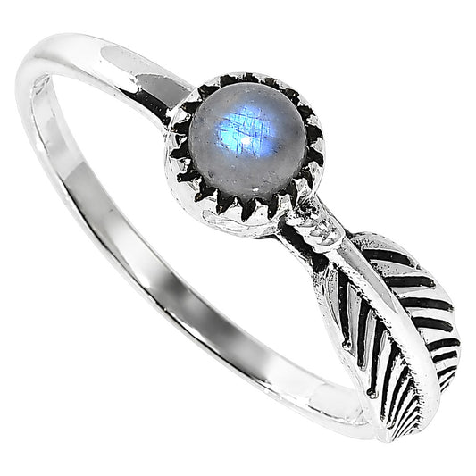 Feather - Rainbow Moonstone Ring size-6 R-1042 SDR255163