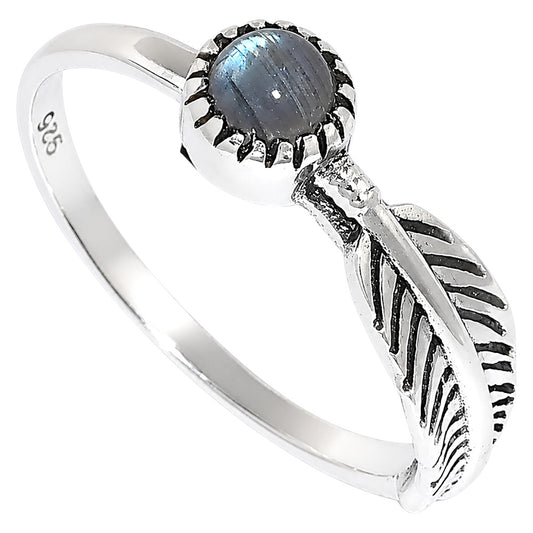 Feather - Rainbow Moonstone Ring size-6 R-1042 SDR255164