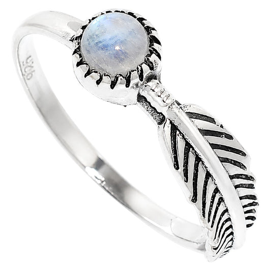 Feather - Rainbow Moonstone Ring size-6 R-1042 SDR255165