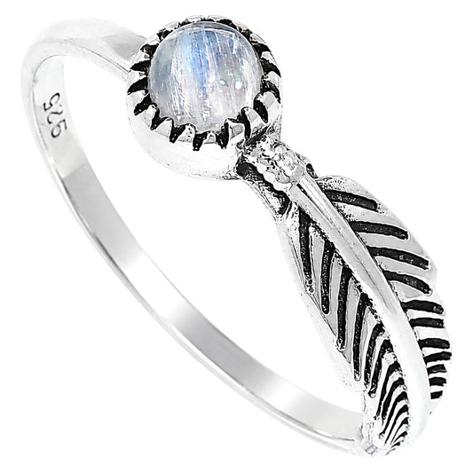 Feather - Rainbow Moonstone Ring size-6 R-1042 SDR255166