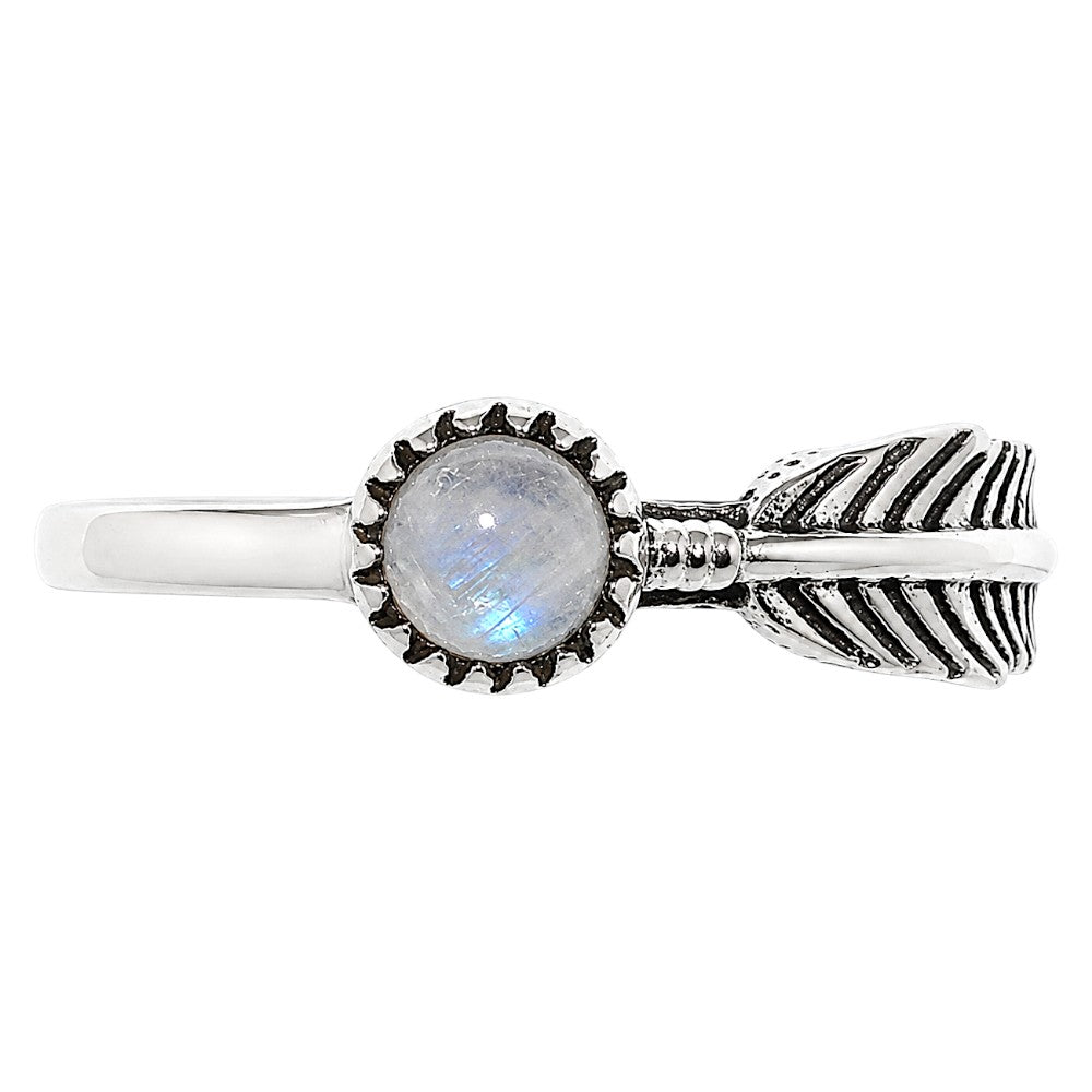 Feather - Rainbow Moonstone Ring size-7 R-1042 SDR255168