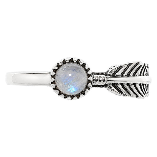 Feather - Rainbow Moonstone Ring size-7 R-1042 SDR255168