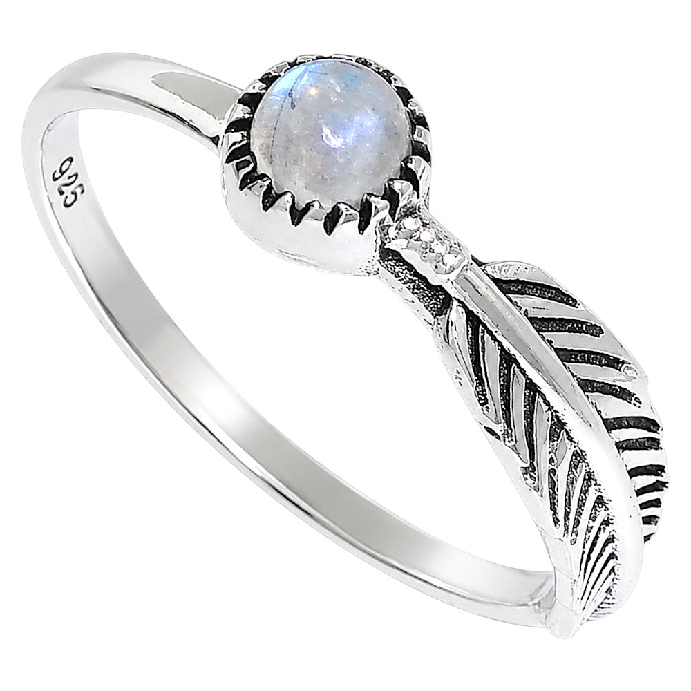 Feather - Rainbow Moonstone Ring size-7 R-1042 SDR255169