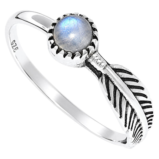 Feather - Rainbow Moonstone Ring size-7 R-1042 SDR255171
