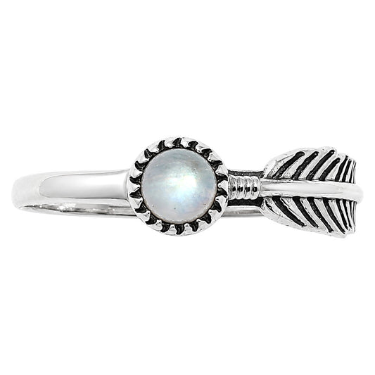 Feather - Rainbow Moonstone Ring size-8 R-1042 SDR255173