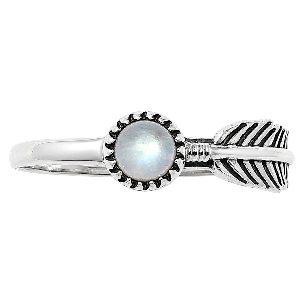 Feather - Rainbow Moonstone Ring size-8 R-1042 SDR255173