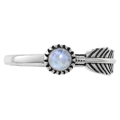 Feather - Rainbow Moonstone Ring size-8 R-1042 SDR255174