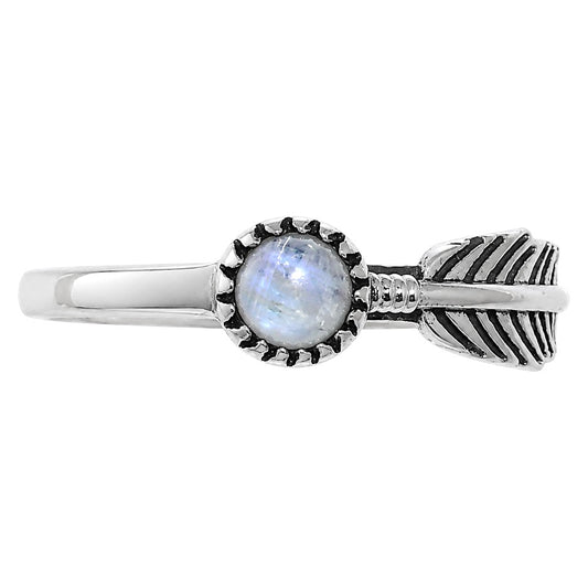 Feather - Rainbow Moonstone Ring size-8 R-1042 SDR255174