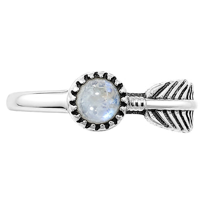 Feather - Rainbow Moonstone Ring size-8 R-1042 SDR255175