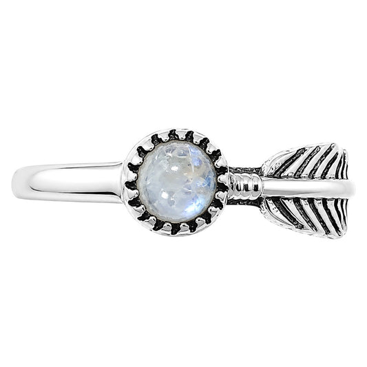 Feather - Rainbow Moonstone Ring size-8 R-1042 SDR255175