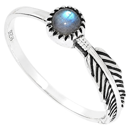 Feather - Rainbow Moonstone Ring size-8 R-1042 SDR255175