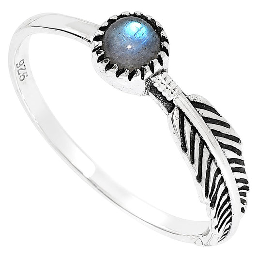 Feather - Rainbow Moonstone Ring size-8 R-1042 SDR255175