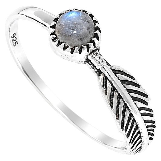 Feather - Rainbow Moonstone Ring size-8 R-1042 SDR255176