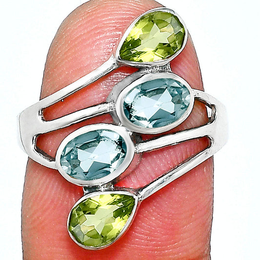 Sky Blue Topaz and Peridot Ring size-9.5 R-1053 SDR255193