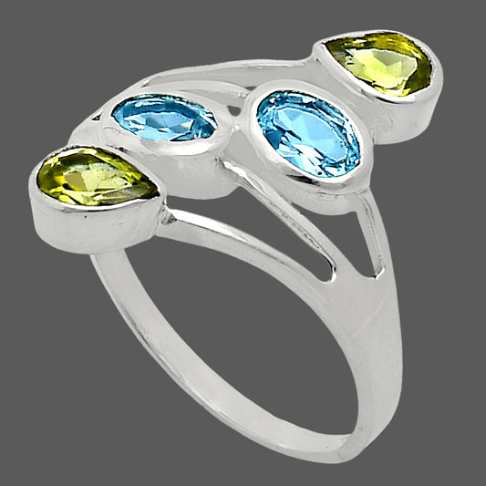 Sky Blue Topaz and Peridot Ring size-9.5 R-1053 SDR255193