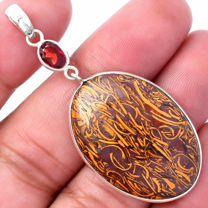 Coquina Fossil Jasper & Garnet Pendant Earrings Set T-1010 SDT03069