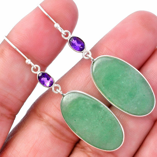 Green Aventurine & Amethyst Pendant Earrings Set T-1010 SDT03082