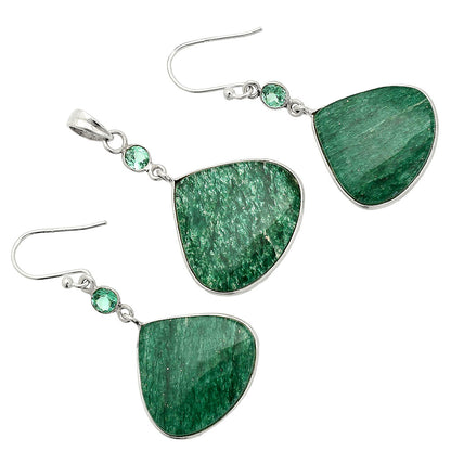 Green Aventurine & Green Tourmaline Pendant Earrings Set T-1010 SDT03280