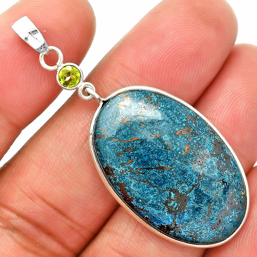 Shattuckite & Peridot Pendant Earrings Set T-1010 SDT03287