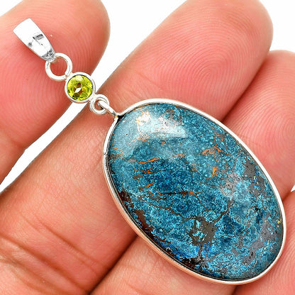 Shattuckite & Peridot Pendant Earrings Set T-1010 SDT03287