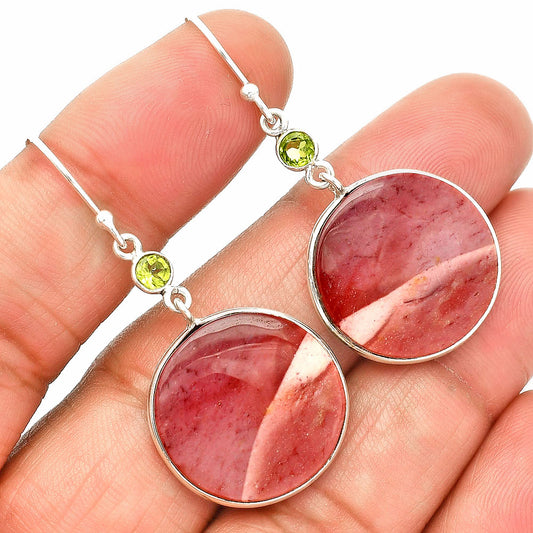 Red Mookaite & Peridot Pendant Earrings Set T-1010 SDT03288