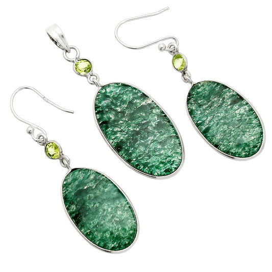 Green Aventurine & Peridot Pendant Earrings Set T-1010 SDT03293