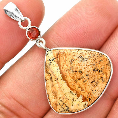 Picture Jasper & Garnet Pendant Earrings Set T-1010 SDT03332