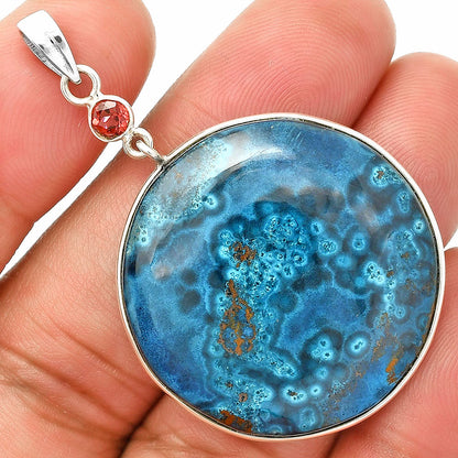 Shattuckite & Garnet Pendant Earrings Set T-1010 SDT03333