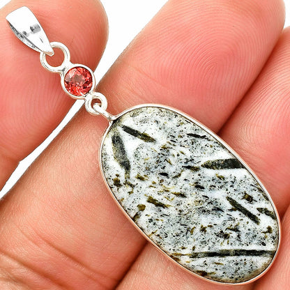 Hornblende & Garnet Pendant Earrings Set T-1010 SDT03335