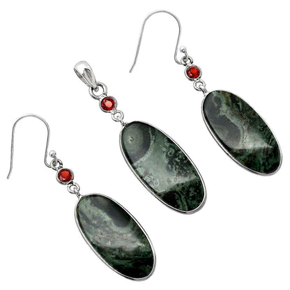 Star Galaxy Jasper & Garnet Pendant Earrings Set T-1010 SDT03509