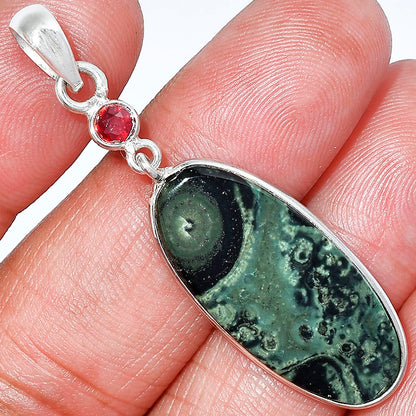 Star Galaxy Jasper & Garnet Pendant Earrings Set T-1010 SDT03509