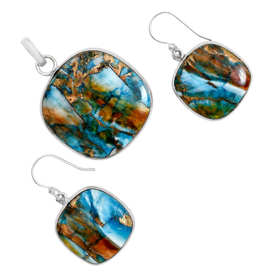 Spiny Oyster Turquoise Pendant Earrings Set T-1001 SDT03526