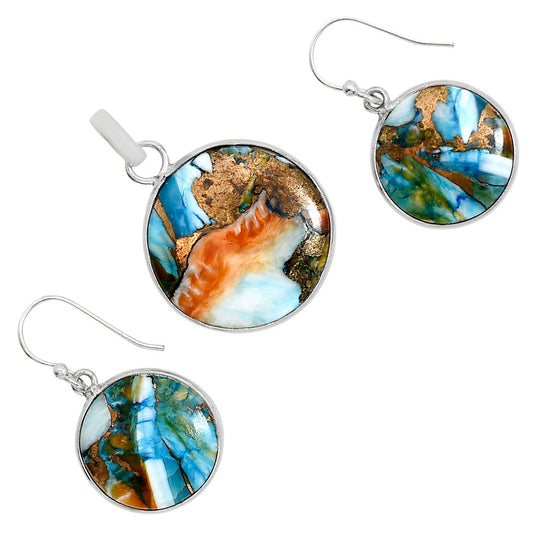 Spiny Oyster Turquoise Pendant Earrings Set T-1001 SDT03527