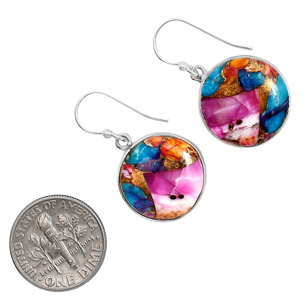 Kingman Orange Dahlia Turquoise Pendant Earrings Set T-1001 SDT03539