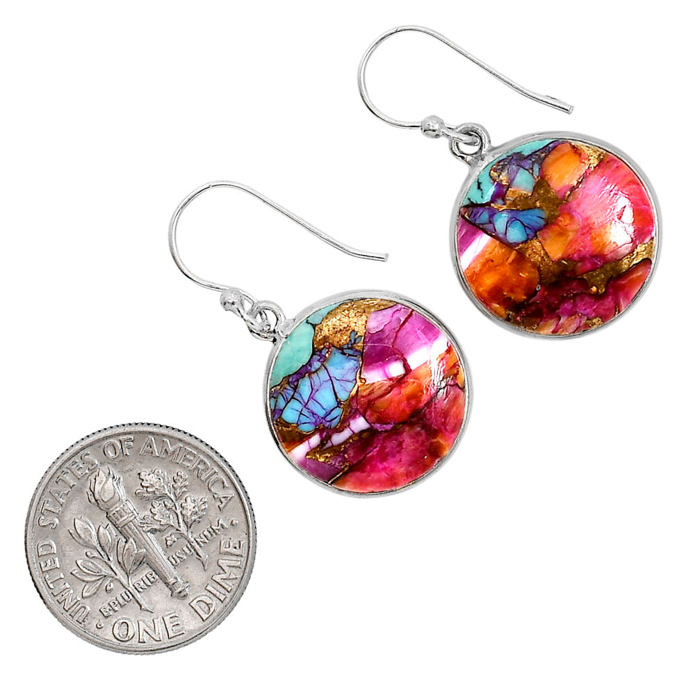 Kingman Orange Dahlia Turquoise Pendant Earrings Set T-1001 SDT03541