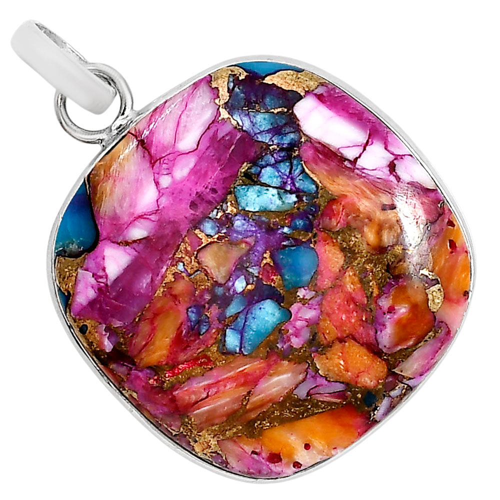 Kingman Orange Dahlia Turquoise Pendant Earrings Set T-1001 SDT03545