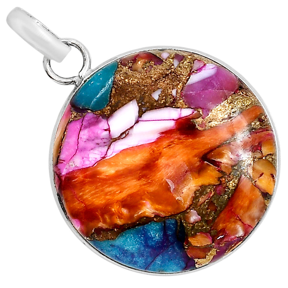 Kingman Orange Dahlia Turquoise Pendant Earrings Set T-1001 SDT03547