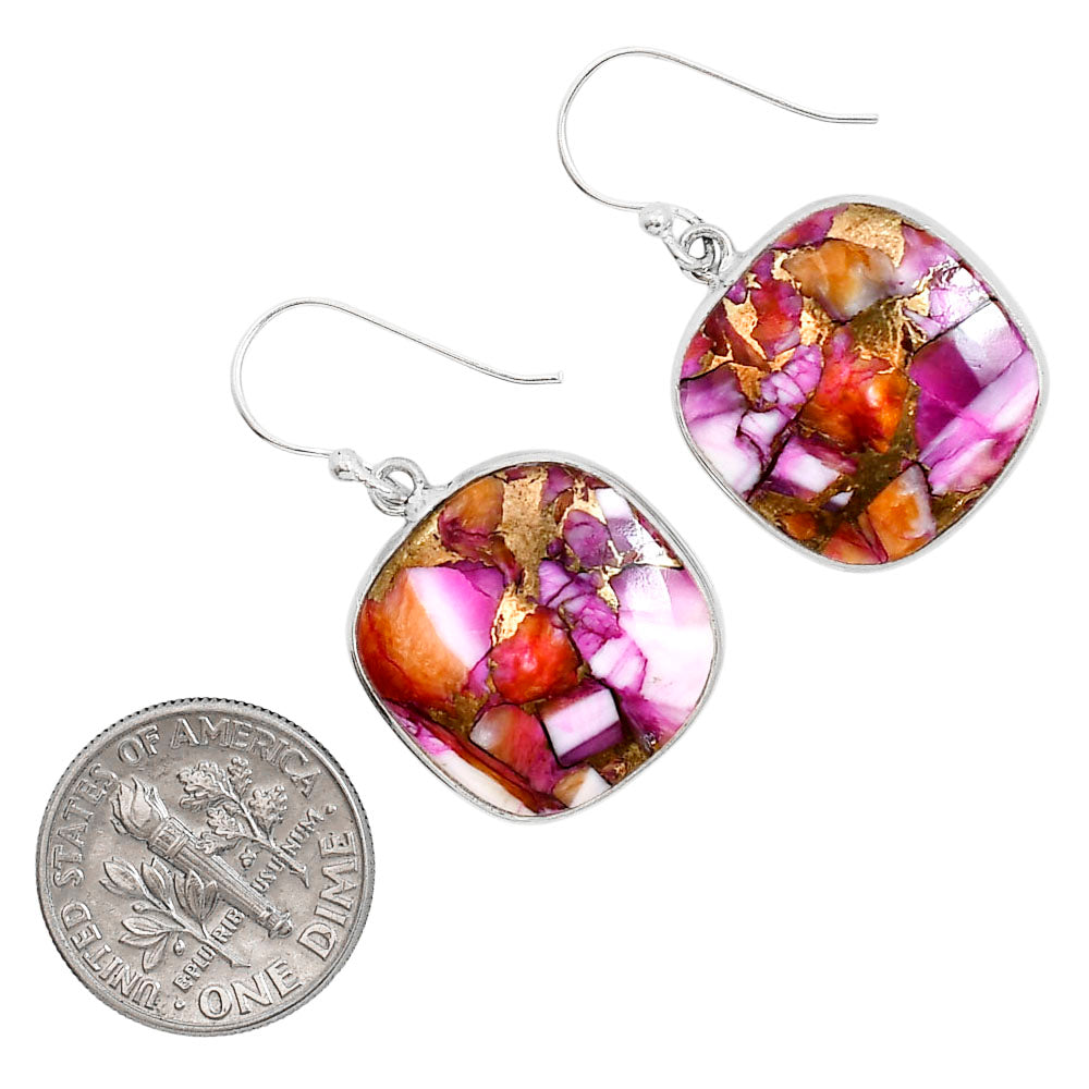 Kingman Orange Dahlia Turquoise Pendant Earrings Set T-1001 SDT03549