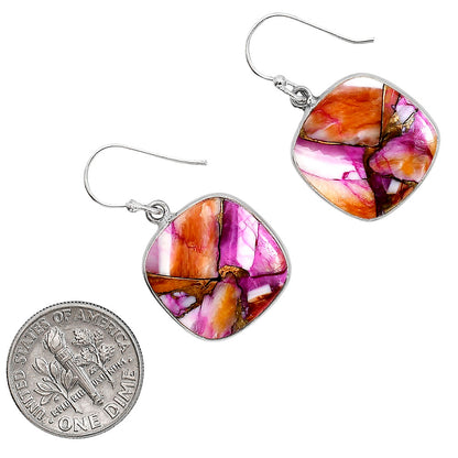 Kingman Orange Dahlia Turquoise Pendant Earrings Set T-1001 SDT03550