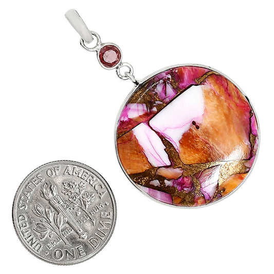 Kingman Orange Dahlia Turquoise and Hessonite Garnet Pendant Earrings Set T-1010 SDT03599