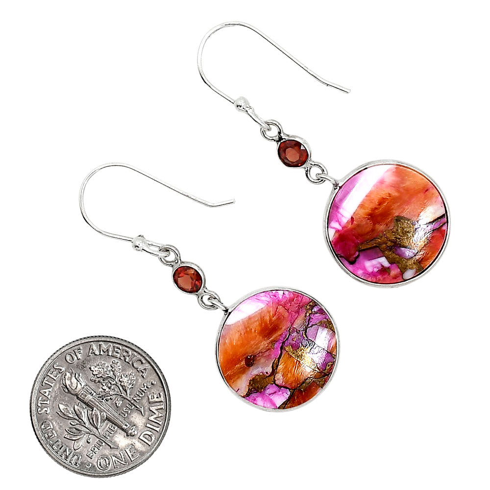 Kingman Orange Dahlia Turquoise and Hessonite Garnet Pendant Earrings Set T-1010 SDT03599