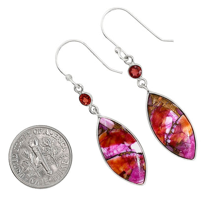 Kingman Orange Dahlia Turquoise and Hessonite Garnet Pendant Earrings Set T-1010 SDT03600